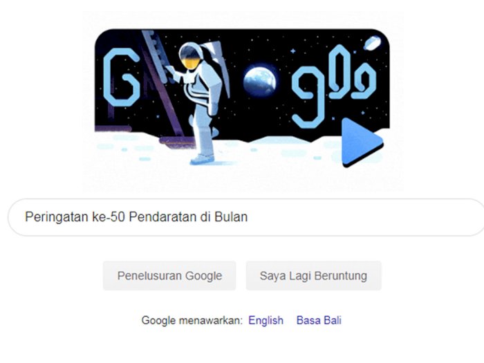 Google Doodle Peringati 50 Tahun Pendaratan Pertama Manusia di Bulan