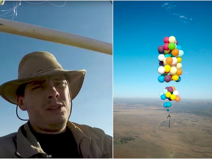 Terinspirasi Film 'Up', Pria Ini Berpetualang Pakai Balon Helium