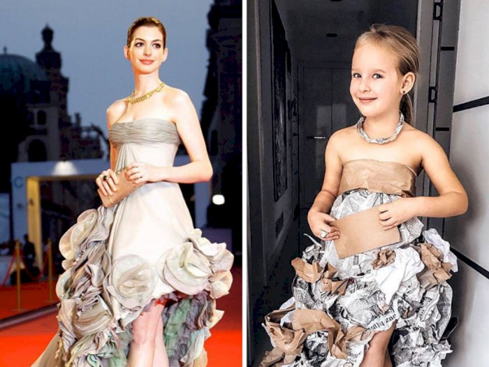 Keren Sekali, Ibu dan Anak Ini Meniru Pakaian Glamor Selebriti 
