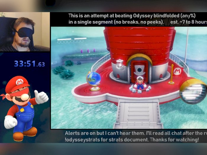 Pria Ini Berhasil Tamatkan Super Mario Odyssey Dengan Mata Tertutup
