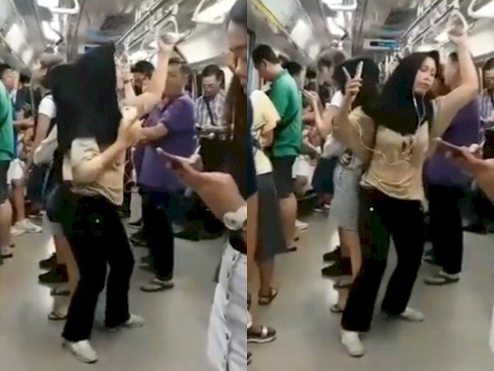Viral Video Seorang Wanita Asyik Joget Saat Berada di Kereta