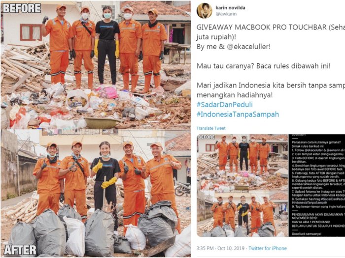 Bikin Giveaway, Awkarin Ajak Netizen Peduli #IndonesiaTanpaSampah