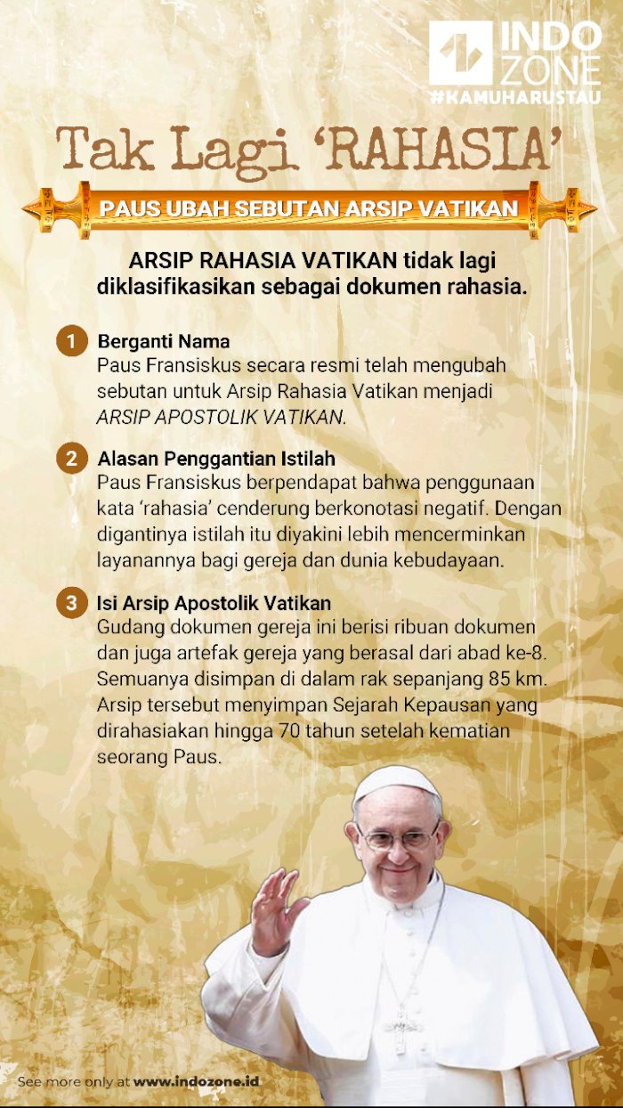 Tak Lagi Rahasia, Paus Fransiskus Ubah Sebutan Arsip Rahasia Vatikan ...