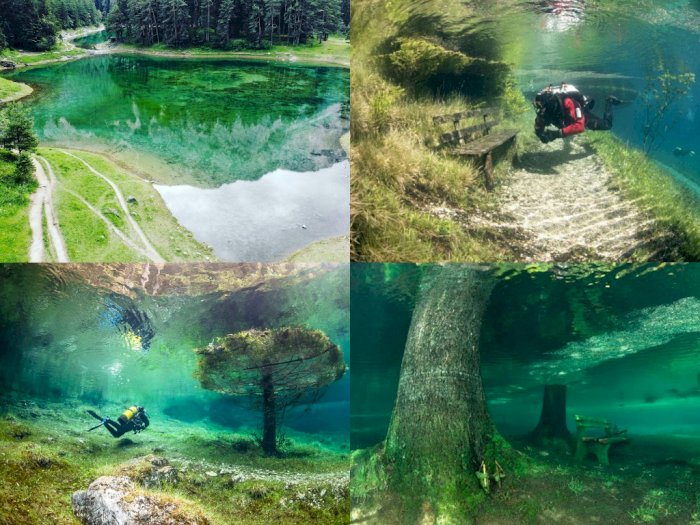 Taman Bawah Air 'Green Lake' di Kaki Pegunungan  Hochschwab