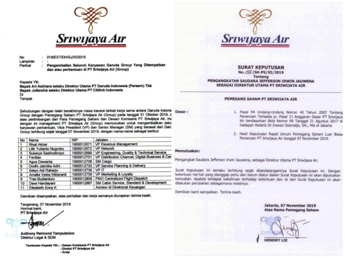 Surat Sakti yang Bikin Garuda & Sriwijaya 'Cerai' Lagi?