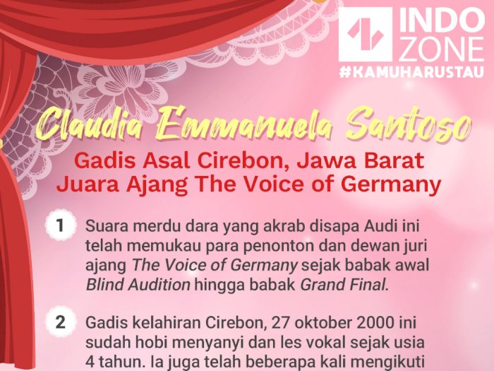 Claudia Emmanuela Santoso, Gadis Cirebon Juara The Voice of Germany