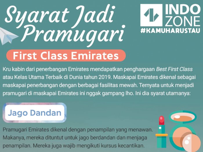 Syarat Jadi Pramugari First Class Emirates