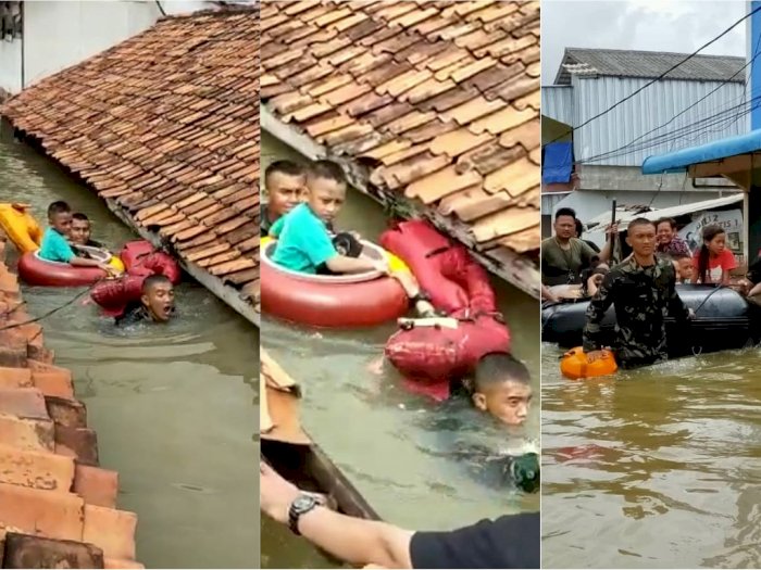 Para Marinir Terjang Banjir 3 Meter demi Selamatkan Balita