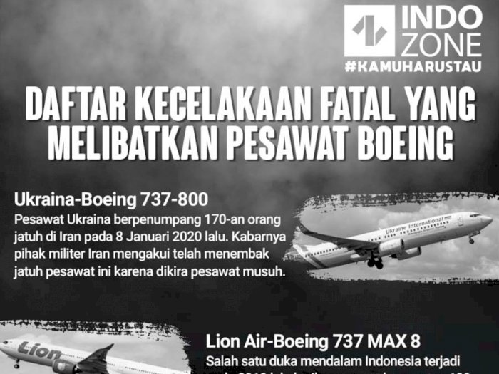 Daftar Kecelakaan Fatal yang Melibatkan Pesawat Boeing