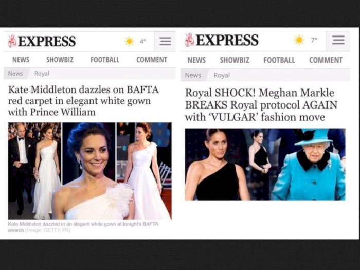 Perbedaan Headline Media Inggris ke Meghan Markle dan Kate Middleton