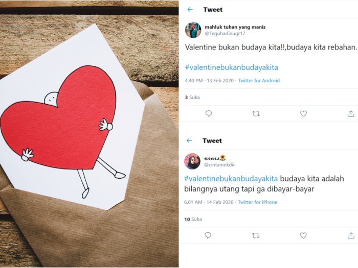 "Valentine Bukan Budaya Kita" Trending, Netizen: Budaya Kita Rebahan