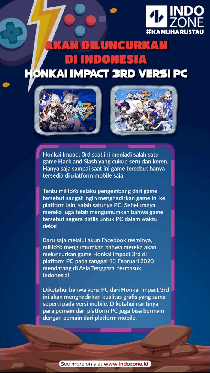 Akan Diluncurkan Di Indonesia Honkai Impact 3rd Versi PC