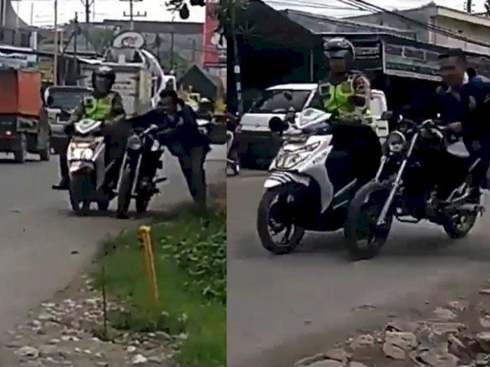 Viral Video Pria Lari Sambil Nuntun Motornya saat Dikejar Polisi