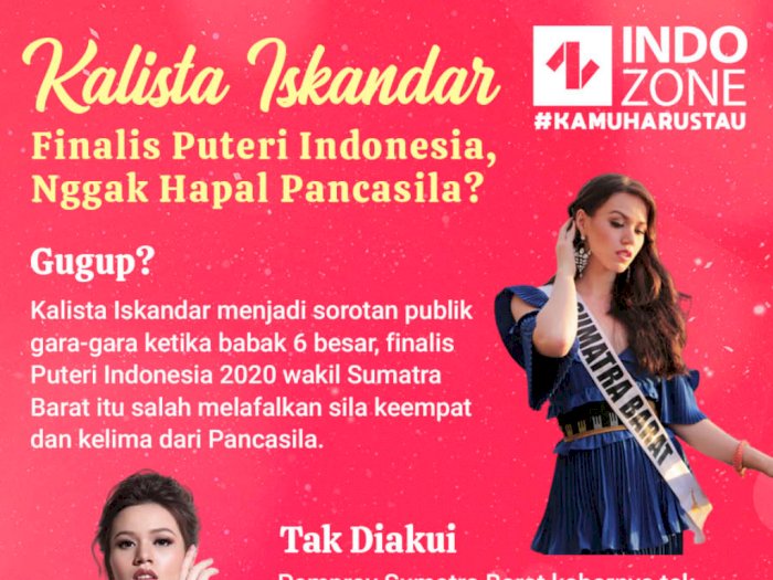 Kalista Iskandar Finalis Puteri Indonesia, Nggak Hapal Pancasila?