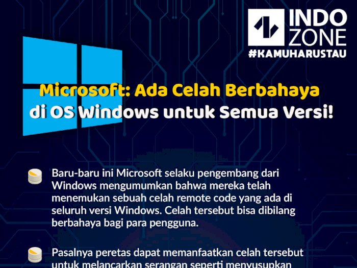 Microsoft: Ada Celah Berbahaya di OS Windows untuk Semua Versi!