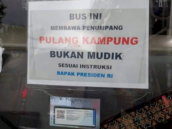 Viral Bus Akap Pasang Stiker: Bus Ini Membawa Penumpang Pulang Kampung Bukan Mudik