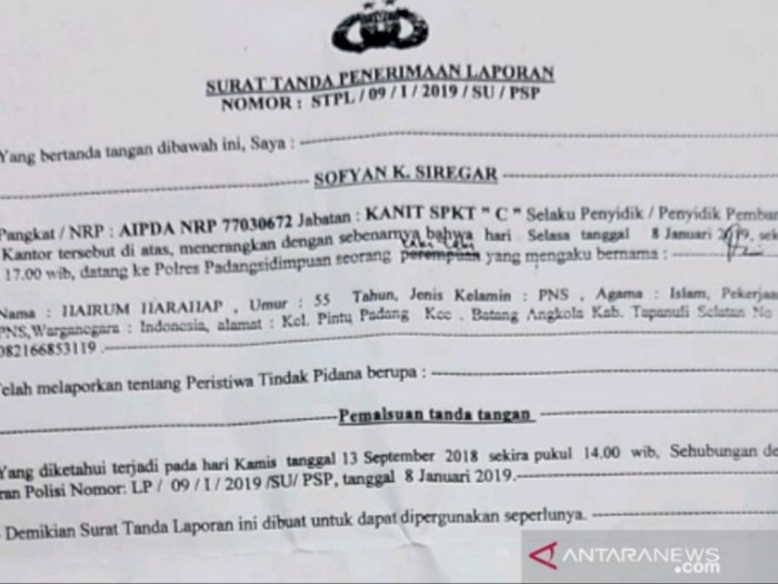 Seorang Asn Di Tapsel Terjerat Tindak Pidana Pemalsuan Tanda Tangan Sumut Indozone Id