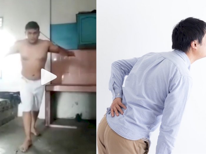 Perih! Pria ini  Kejepret Tali yang Hantam Punggung, Netizen: Latihan Dicambuk Malaikat