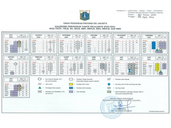 Disdik Pemprov DKI Rilis Jadwal Kalender Pendidikan Tahun Ajaran 2020/2021 