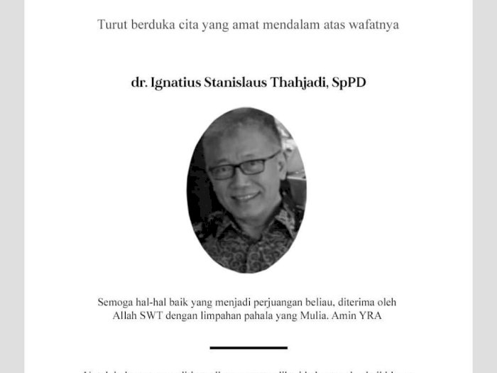 Dokter Ignatius Stanislaus Tjahjadi Gugur Akibat Covid-19, IDI Kembali Berduka