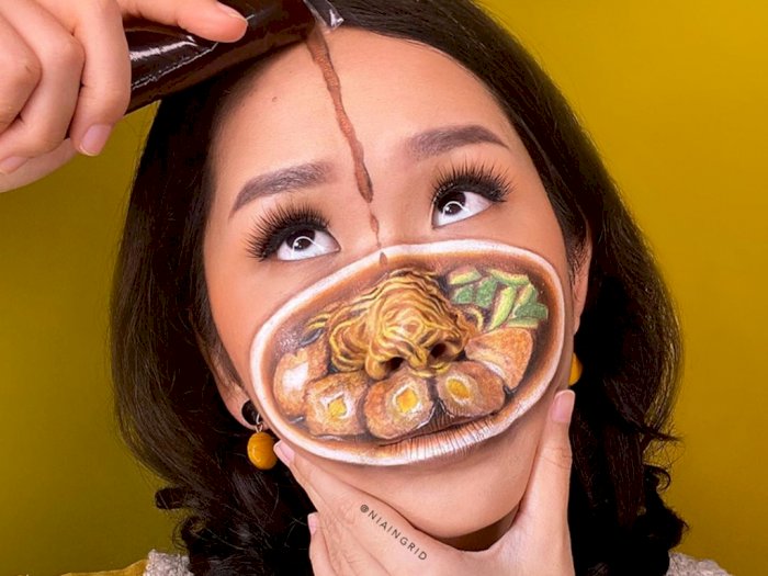 Makeup Artist Nia Ingrid Hadirkan Menu Kuliner Khas Indonesia di Wajahnya