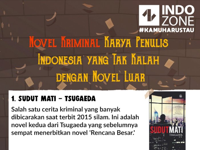 Novel Kriminal Karya Penulis Indonesia Tak Kalah dengan Novel Luar