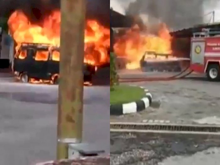 Detik-detik Mobil Terbakar di SPBU Pamekasan Madura, Ternyata Bawa Bensin 17 Jeriken