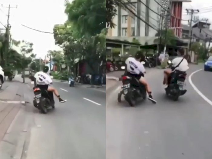 Viral Video Bule di Bali Berkendara Ugal-ugalan di Jalan Demi Konten