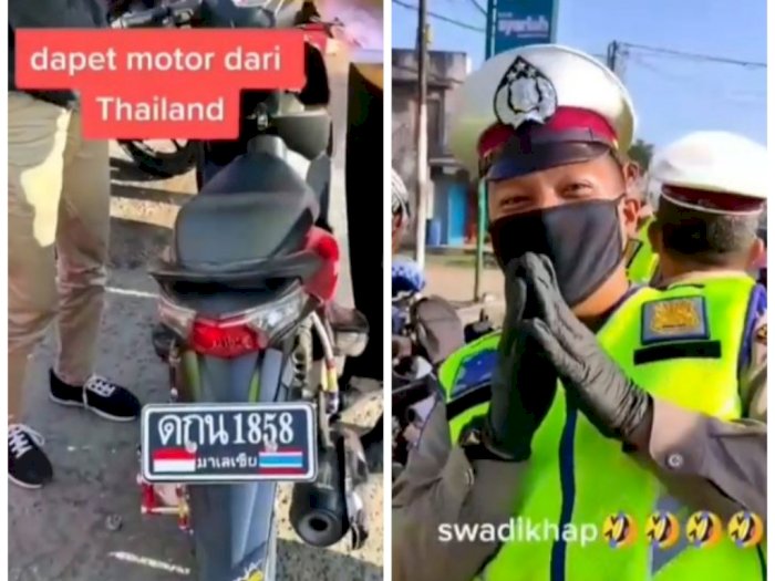 Pemuda Ini Ditilang karena Pasang Plat Nomor Thailand, Aksi Polisi Bikin Ngakak