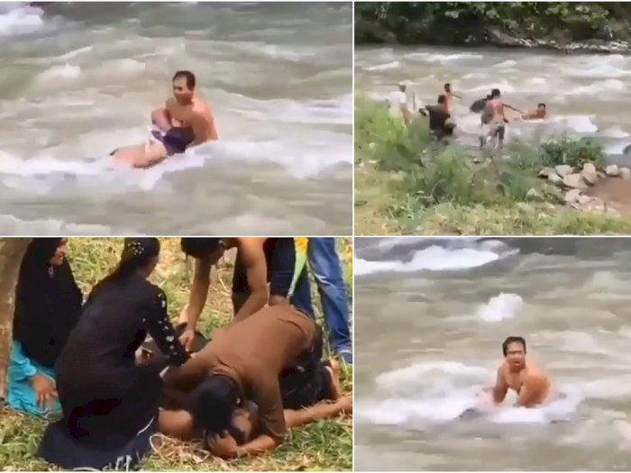 Nahas, Rekreasi Bersama Keluarga, Remaja Ini Hanyut dan Tewas saat Berenang di Sungai 