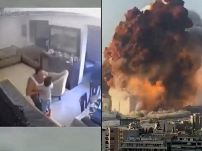 Viral Video Ayah Peluk Anaknya saat Ledakan di Lebanon, hingga Sembunyi di Bawah Meja 