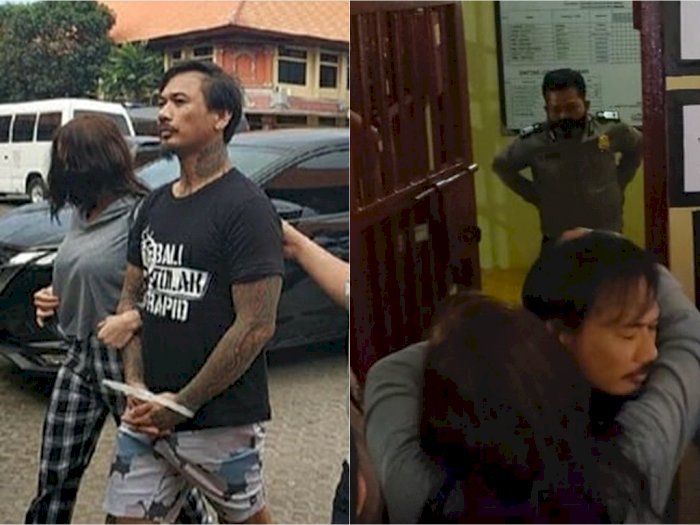 Potret Jerinx yang Mendekam di Rutan Polda Bali, Berusaha Tegar Dipeluk Erat Sang Istri