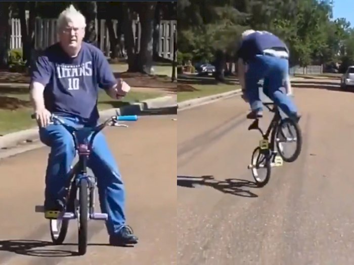 Gokil! Meski Sudah Tua, Kakek ini Masih Jago Lakuin Freestyle Sepeda BMX