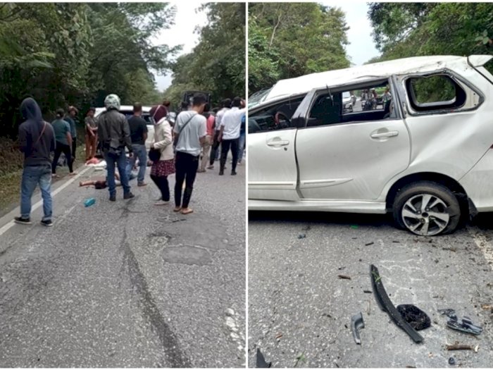Naas! Mobil Avanza Putih Kecelakaan di Jalan Lintas Dairi, Dua Korban Terkapar di Jalan