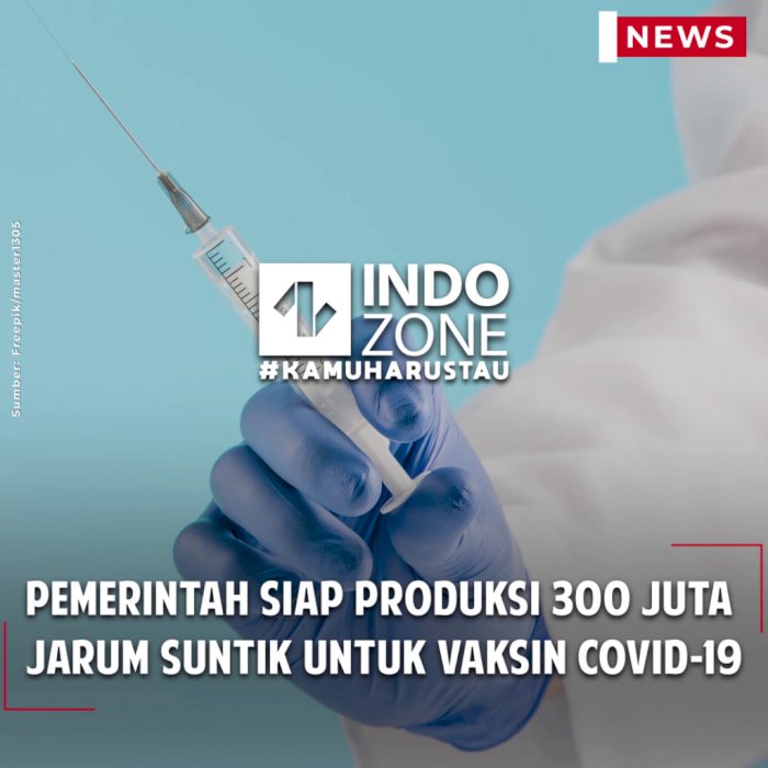 Pemerintah Siap Produksi 300 Juta Jarum Suntik untuk Vaksin Covid-19