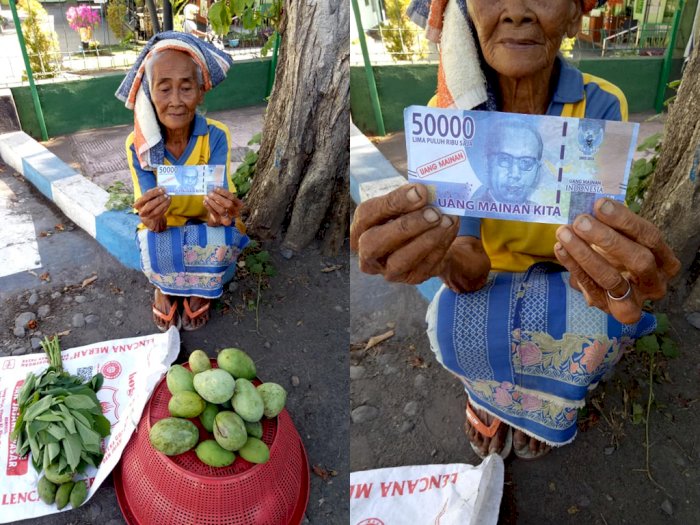 Miris! Nenek Penjual Mangga ini Dibayar Pakai Uang Mainan, Netizen: Kok Tega Ya