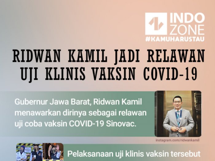 Ridwan Kamil Jadi Relawan Uji Klinis Vaksin COVID-19