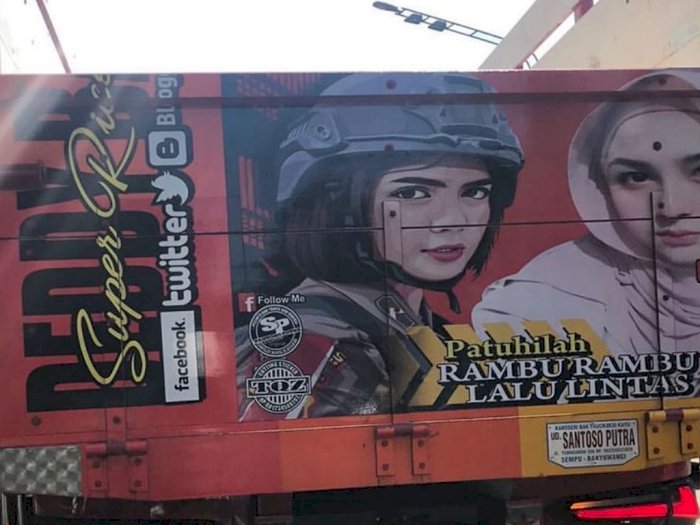 Viral Polwan Cantik Vani Kirim Salam ke Pemilik Mobil Truk yang Lukis Mural Wajahnya 
