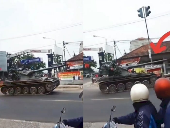 POM TNI Usut Insiden Tank Tabrak Motor dan Gerobak di Bandung