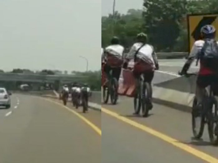 Video Sekelompok Pesepeda Masuk Jalan Tol dan Lawan Arah, Perekam: Wah Gak Benar Ini