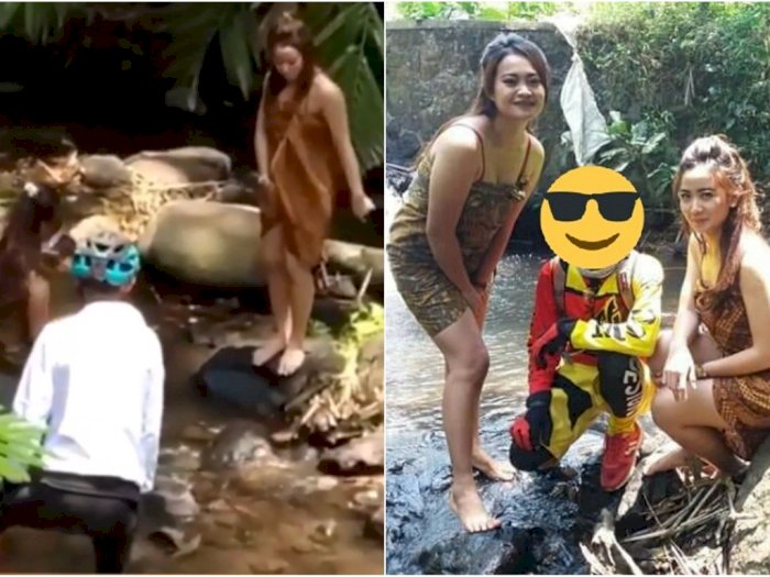 Viral 'Jalur Gowes Gadis Desa' di Malang, Bisa Foto Bareng Gadis Desa yang Mandi di Sungai
