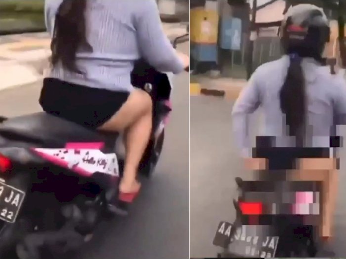 Demi TikTok, Wanita Ini Umbar Celana Dalam di Atas Motor di Jalan, Roknya Sengaja Diangkat