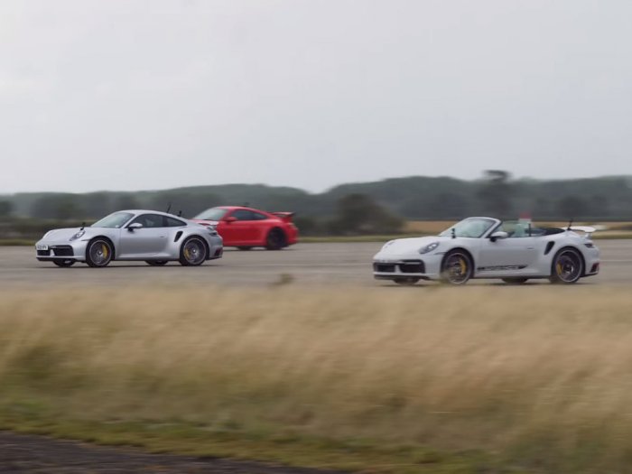 Melihat Drag Race Antara Mobil Porsche 911 Turbo S, Cabriolet, dan 911 GT3!