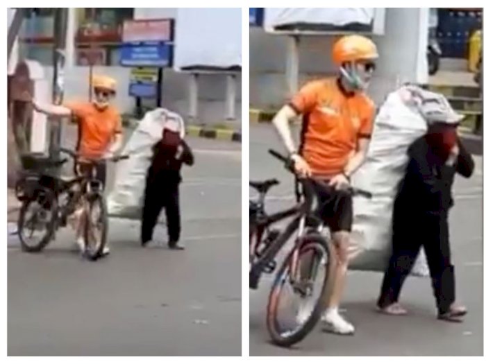 Pria Tampan Bersepeda Bantu Pemulung Menyeberang Jalan, Netizen: Jadikan Aku Istrimu!