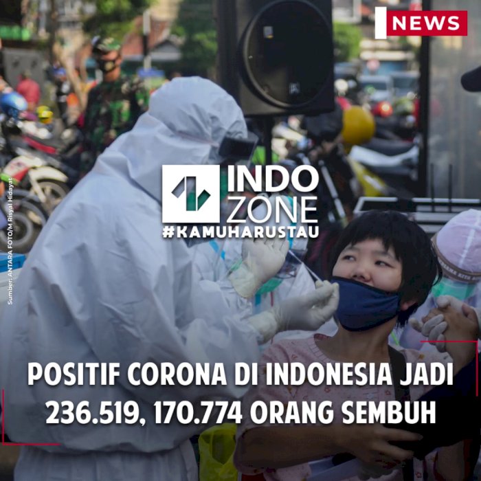 Positif Corona di Indonesia Jadi 236.519, 170.774 Orang Sembuh