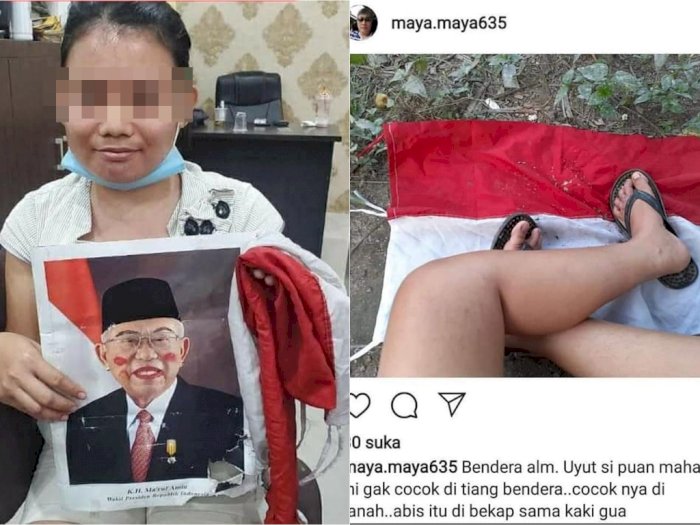 Polisi Tangkap Wanita yang Siram Bendera Pakai Darah Haid dan Injak Foto Wapres