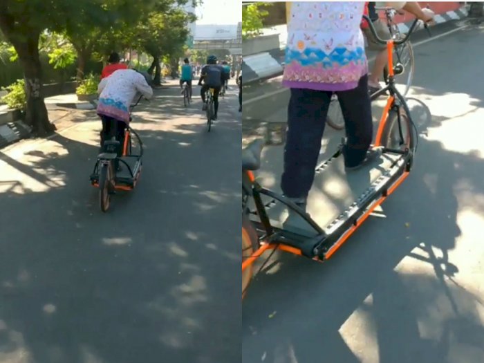 Video Viral! Pria ini Kendarai Sepeda Tapi dengan Berjalan, Bikin Netizen Bingung