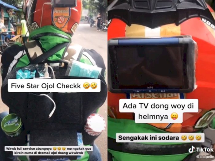 Viral Ojol Bintang Lima Sediakan Powerbank Hingga TV Mini di Helm, Bikin Penumpang Betah