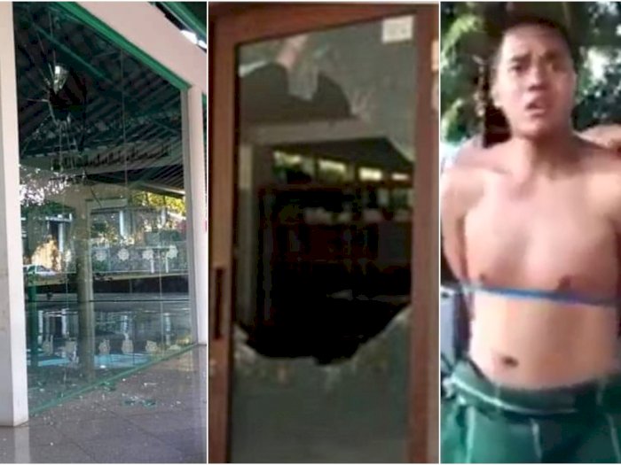 Pria Ini Rusak Masjid di Bandung, Kaca Berpecahan, Ngaku Anak Preman, Ancam Bunuh Pengurus