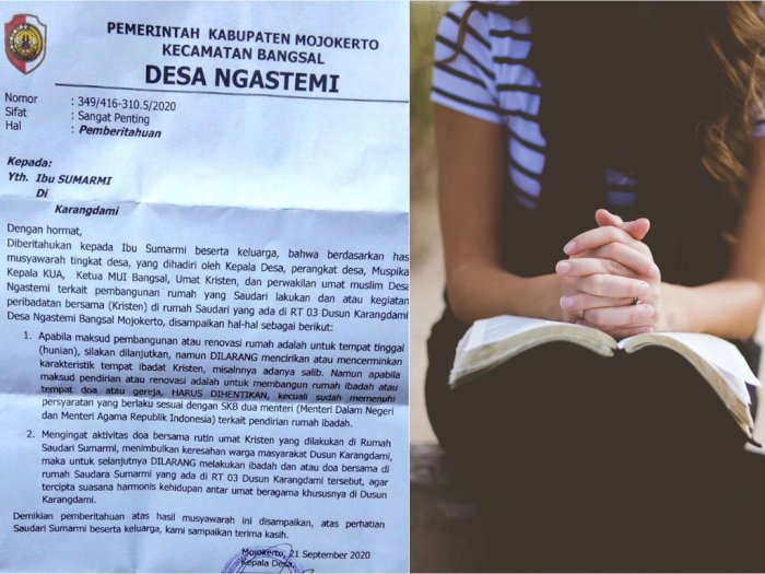Heboh Warga Kristen di Ngastemi, Mojokerto Dilarang Beribadah di Rumah, Ini Isi Suratnya